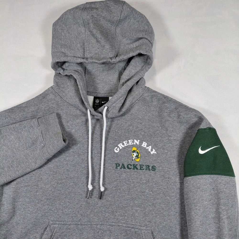 Nike Green Bay‎ Packers Womens XS Gray Fleece Crop Hoodie NFL Team Apparel